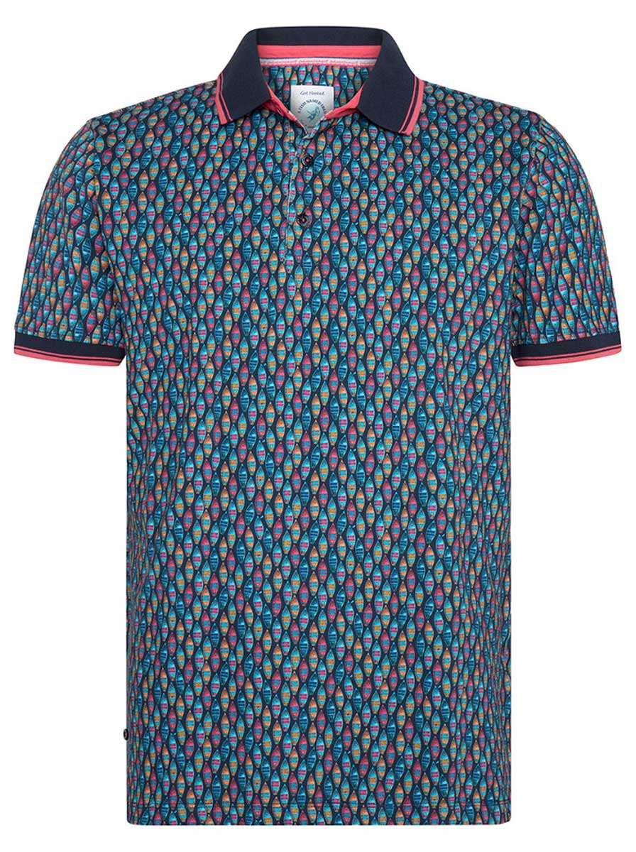 A Fish Named Fred Polo & T-Shirts A Fish Named Fred - Boat Print Navy Polo Shirt