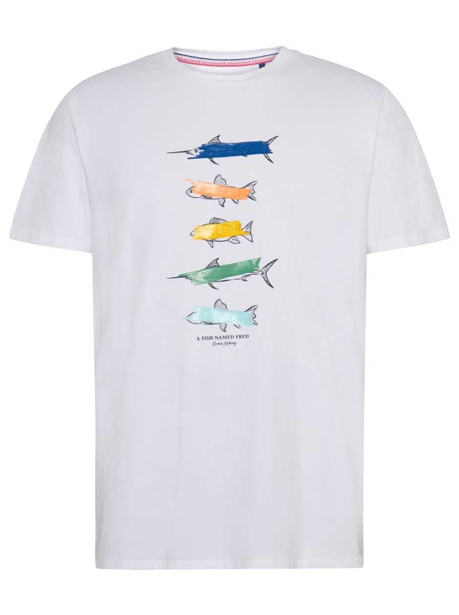 A Fish Named Fred Polo & T-Shirts A Fish Named Fred - Fish Print Off-White Polo T-Shirt