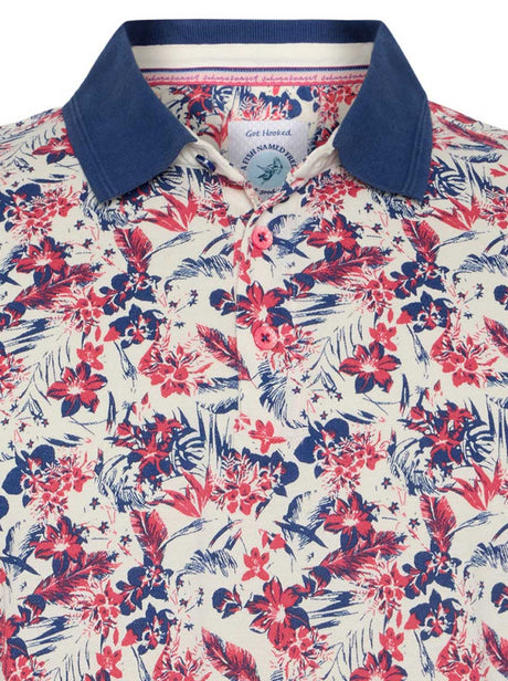 A Fish Named Fred Polo & T-Shirts A Fish Named Fred - Floral Print Cobalt Polo Shirt