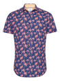 A Fish Named Fred Short Sleeve Shirts A Fish Named Fred - Palm Tree Print Cobalt Short Sleeve Shirt