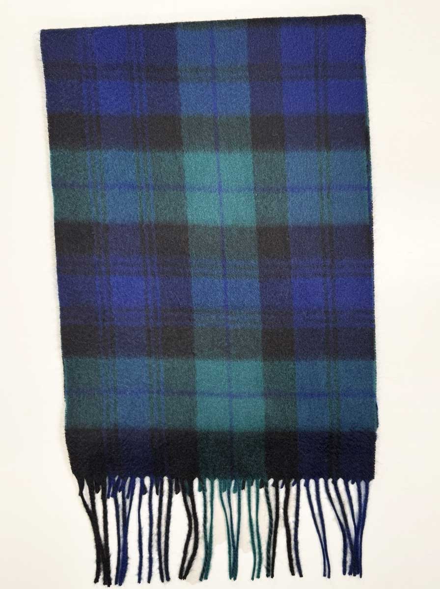 Ascott & Hemley Scarves Ascott & Hemley - Black Watch Tartan Check Cashmere Scarf