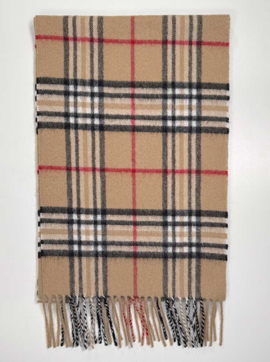 Ascott & Hemley Scarves Ascott & Hemley - Multi Check Cashmere Beige Scarf