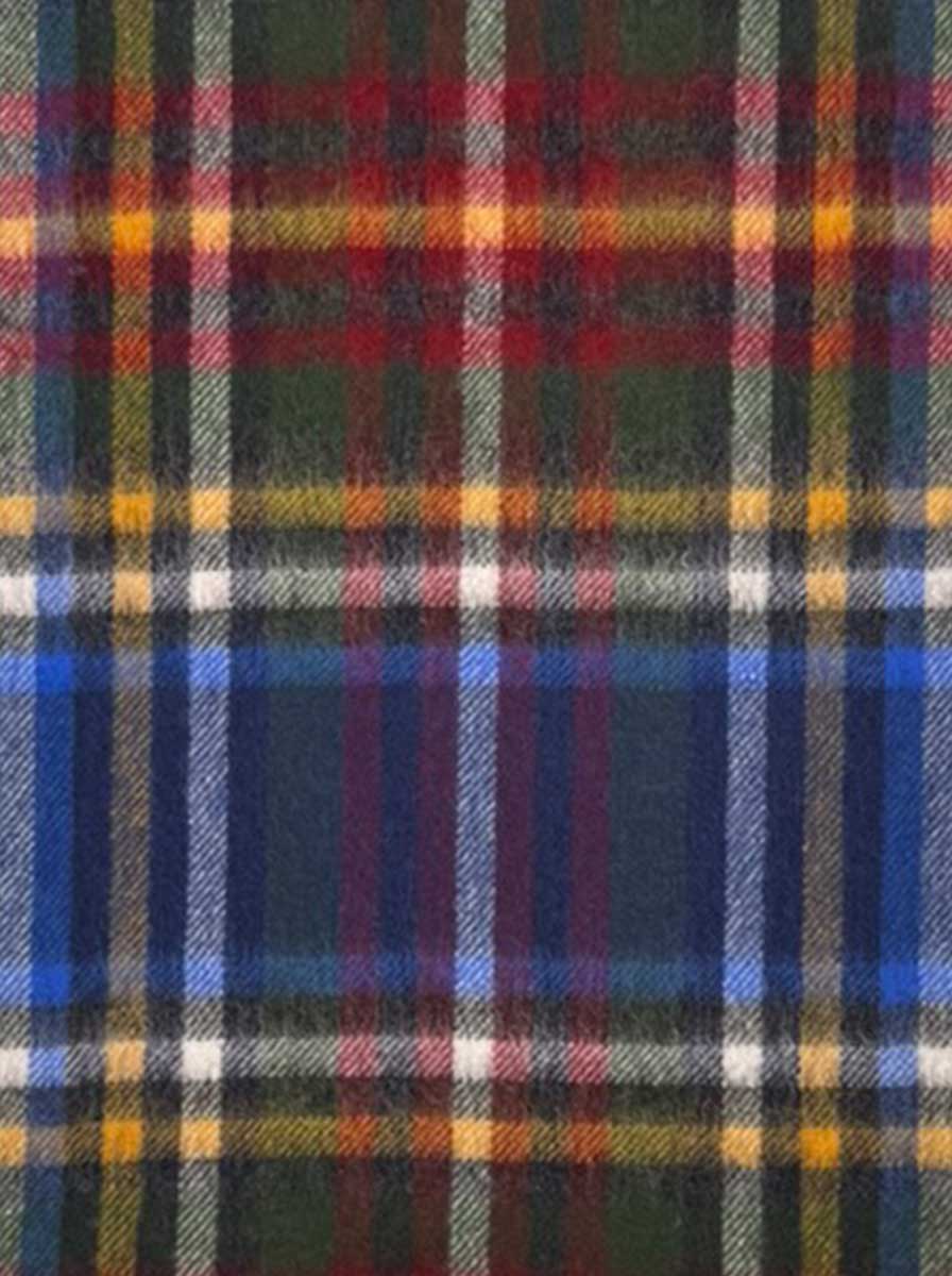Ascott & Hemley Scarves Ascott & Hemley - Wool/Cashmere Tartan Check Blue/Green/Yellow/Red Scarf