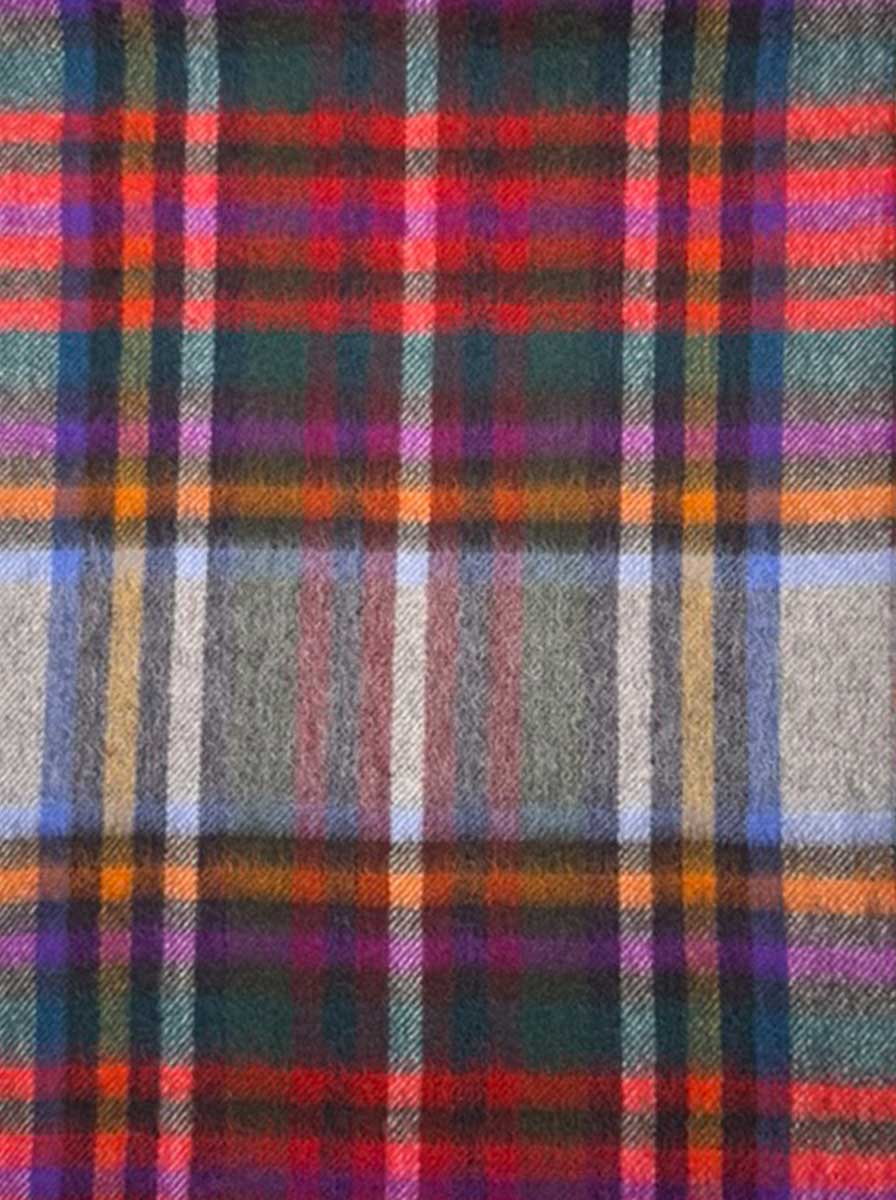 Ascott & Hemley Scarves Ascott & Hemley - Wool/Cashmere Tartan Check Grey/Red/Green/Red Scarf