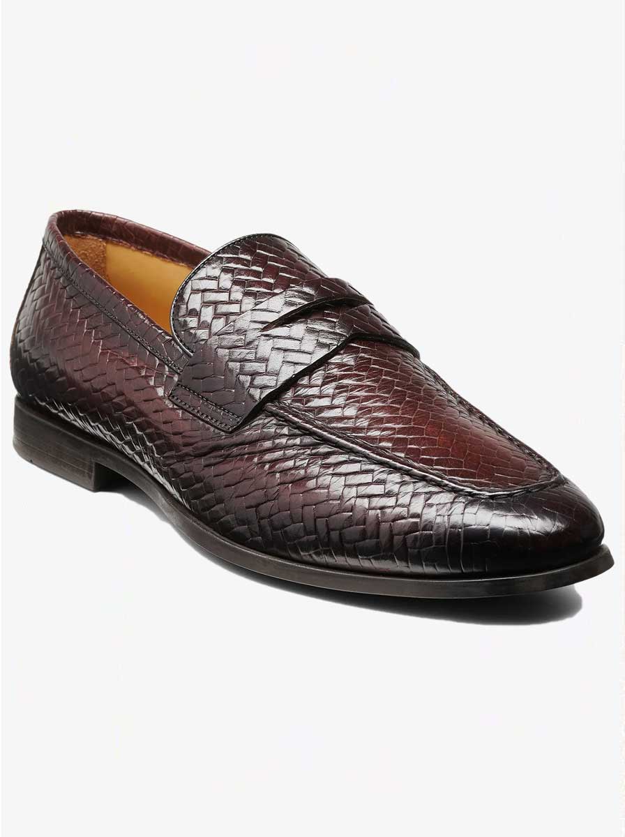 Barker Shoes & Boots Barkers - Capri Brown Weave Slip-on Loafer