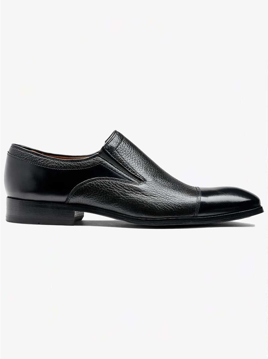 Barker Shoes & Boots Barkers - Dover Black Calf / Deerskin Slip-on Shoe