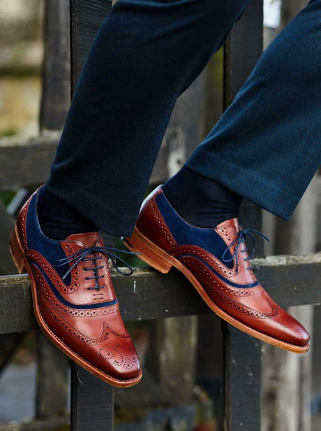 Barker Shoes & Boots Barkers - McClean Rosewood Calf / Blue Suede Shoe