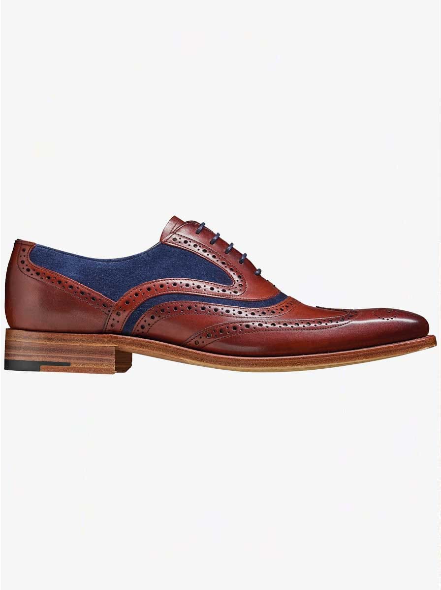 Barker Shoes & Boots Barkers - McClean Rosewood Calf / Blue Suede Shoe