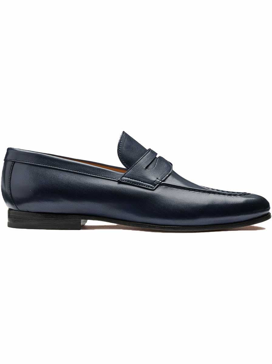 Barker Shoes & Boots Barkers - Sawyer Navy Slip-on Loafer