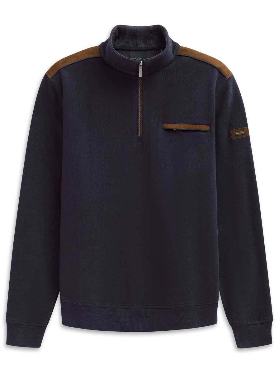 Bugatti Knitwear & Jumpers Bugatti - Sweatshirt - 1/4 Zip w/ Alcantara Trim