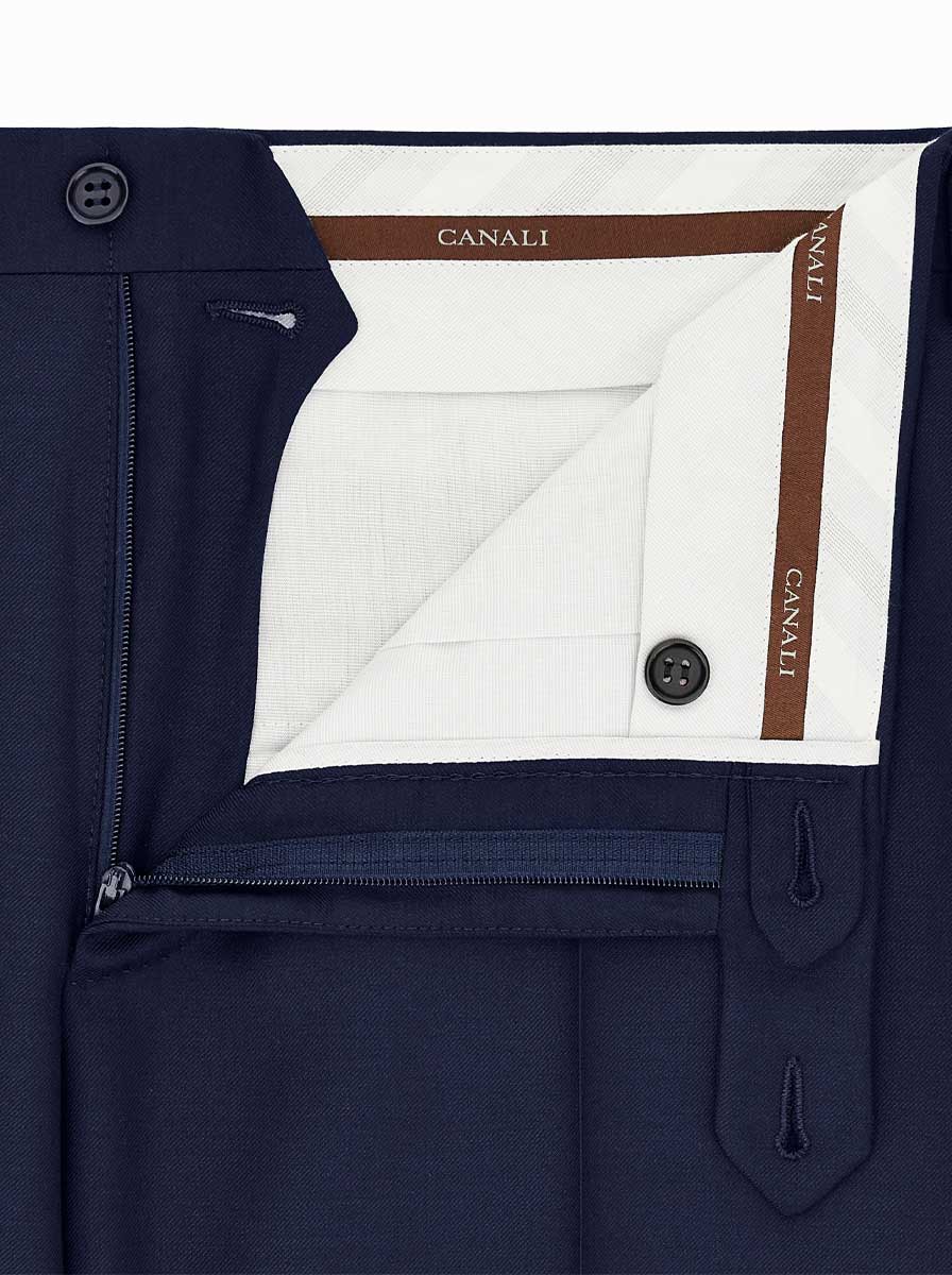 Canali Chinos/Trousers Canali - French Navy Wool Trousers