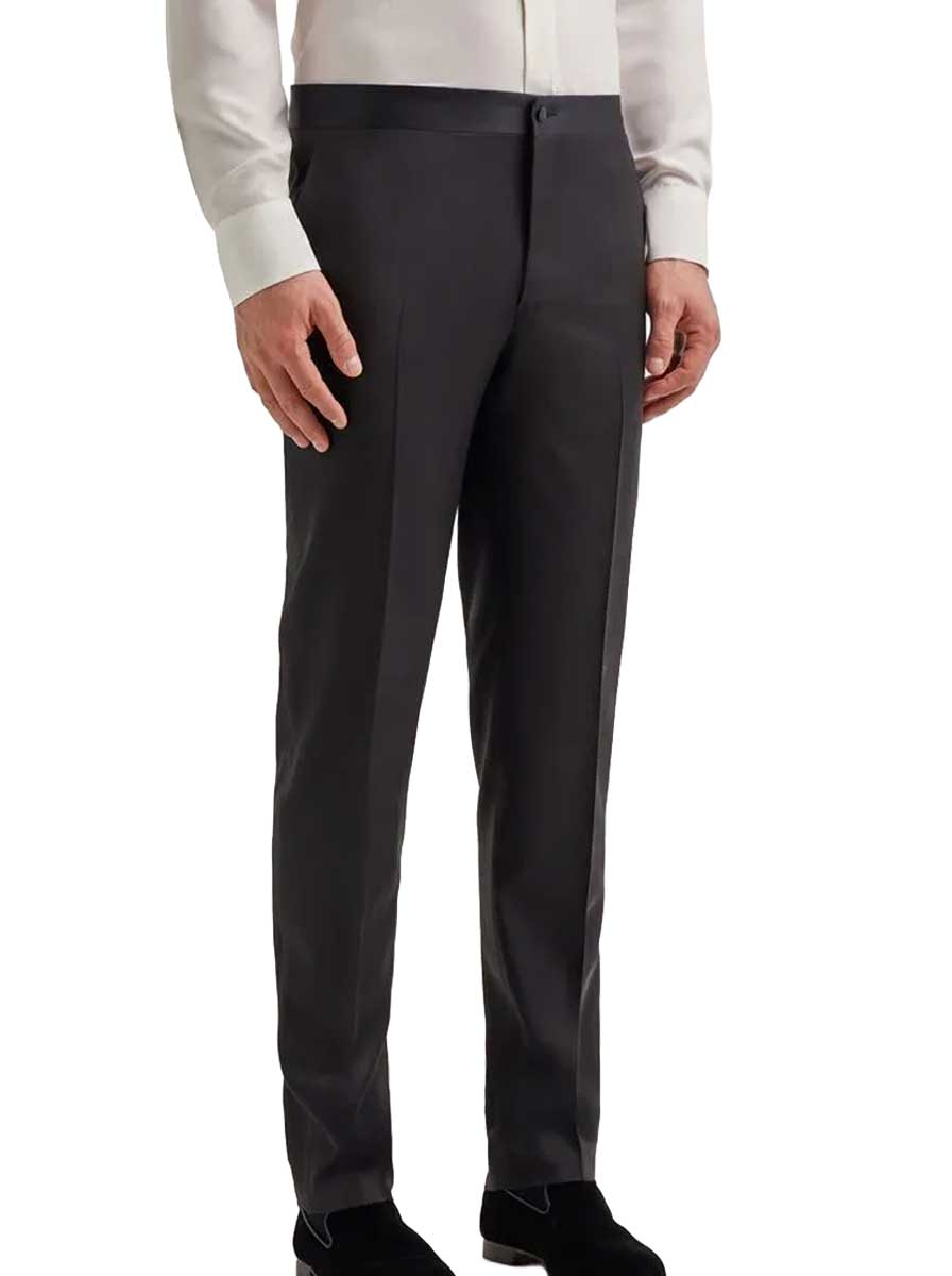 Canali Dress Suits Canali - Flat Front Black Tuxedo Trousers