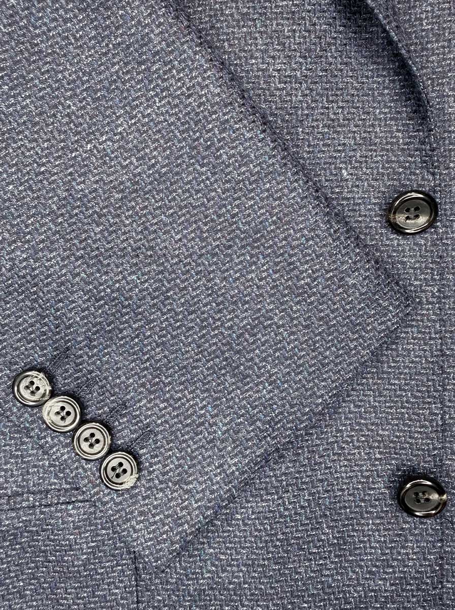 Canali Jacket/Blazer Canali - Textured Wool Denim Blue Blazer