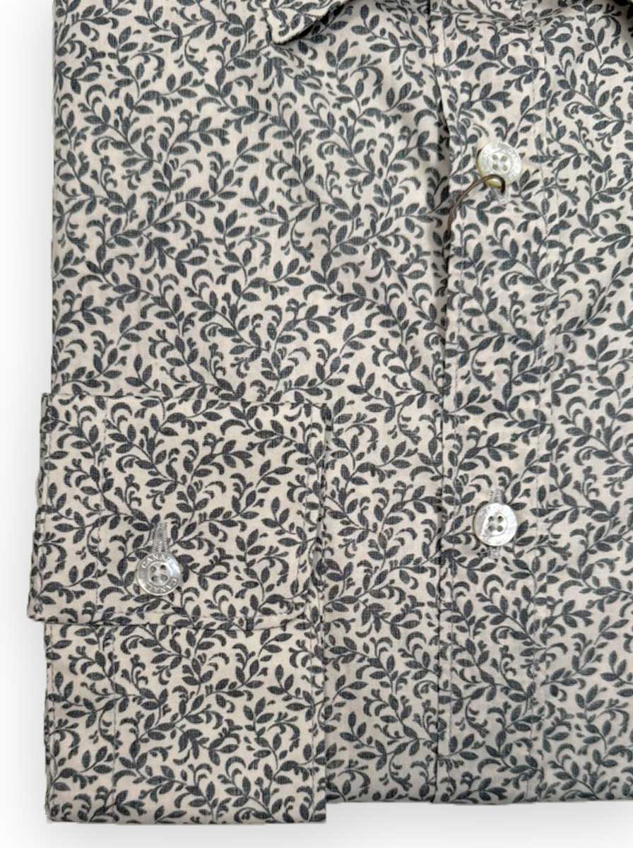 Canali Shirts Canali - Casual Shirt - Floral Print Cotton Off White