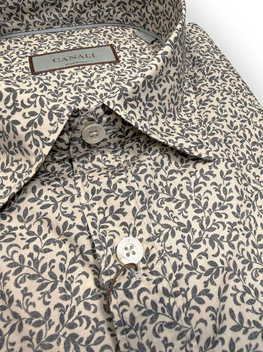 Canali Shirts Canali - Casual Shirt - Floral Print Cotton Off White