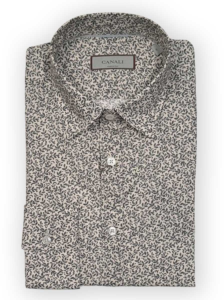 Canali Shirts Canali - Casual Shirt - Floral Print Cotton Off White