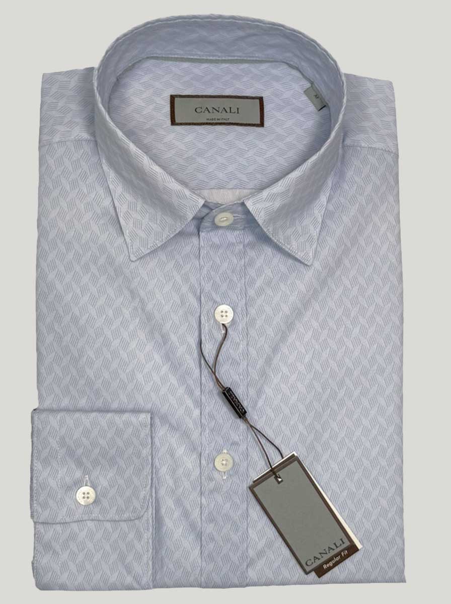 Canali Shirts Canali - Textured Print Cotton Light Blue Casual Shirt