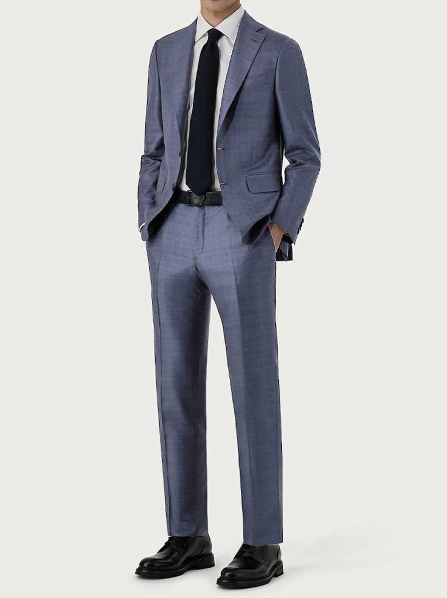 Canali Suits Canali - Textured Wool Light Blue Suit