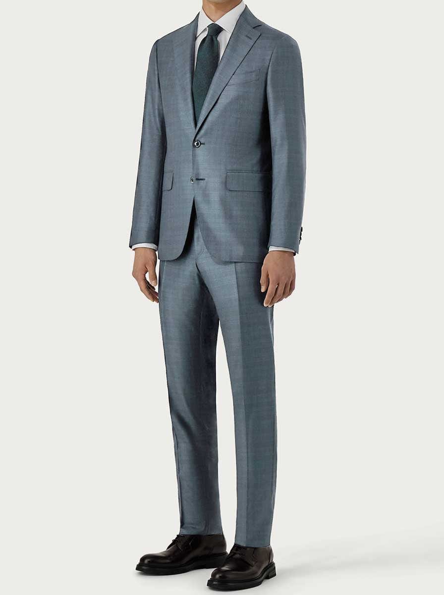 Canali Suits Canali - Textured Wool Turquoise Suit