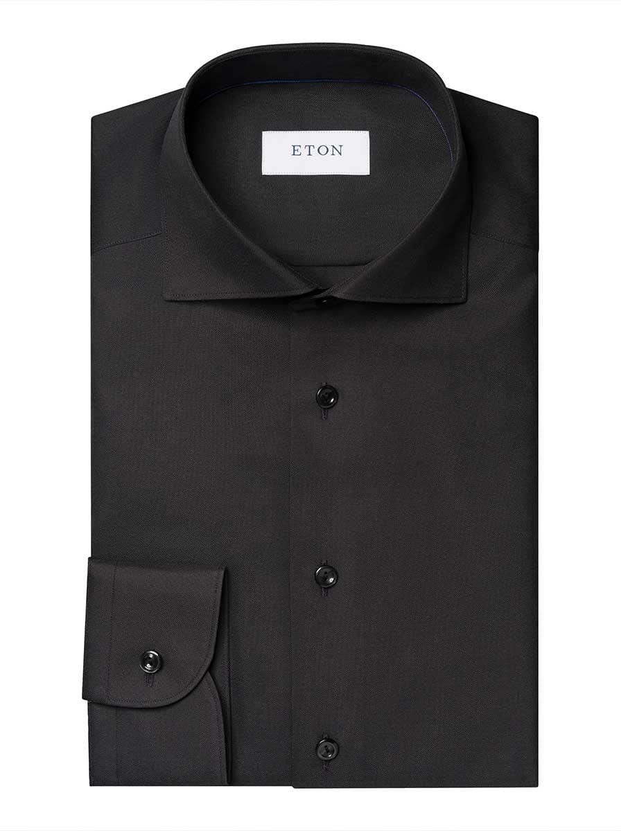 Eton Shirts Eton - Black Semi Soid Signture Dobby Shirt