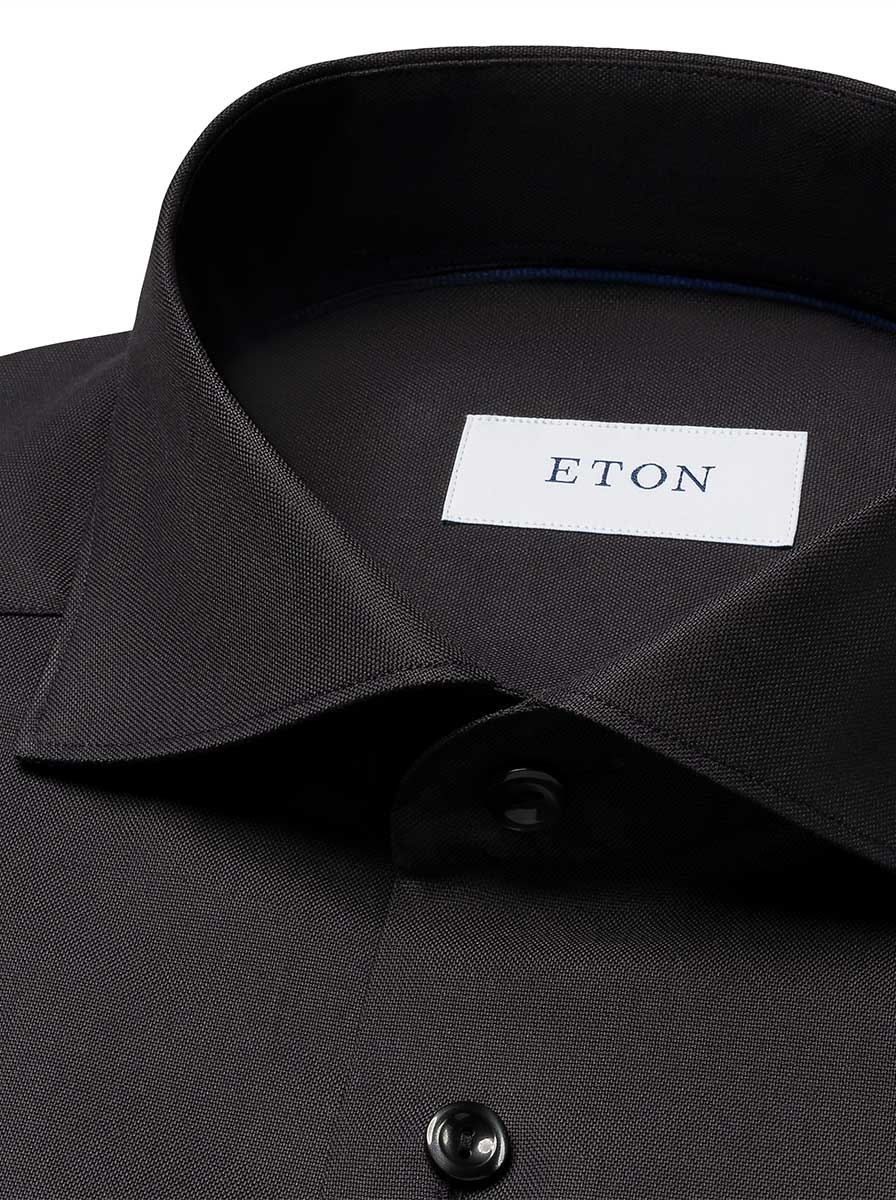 Eton Shirts Eton - Black Semi Soid Signture Dobby Shirt
