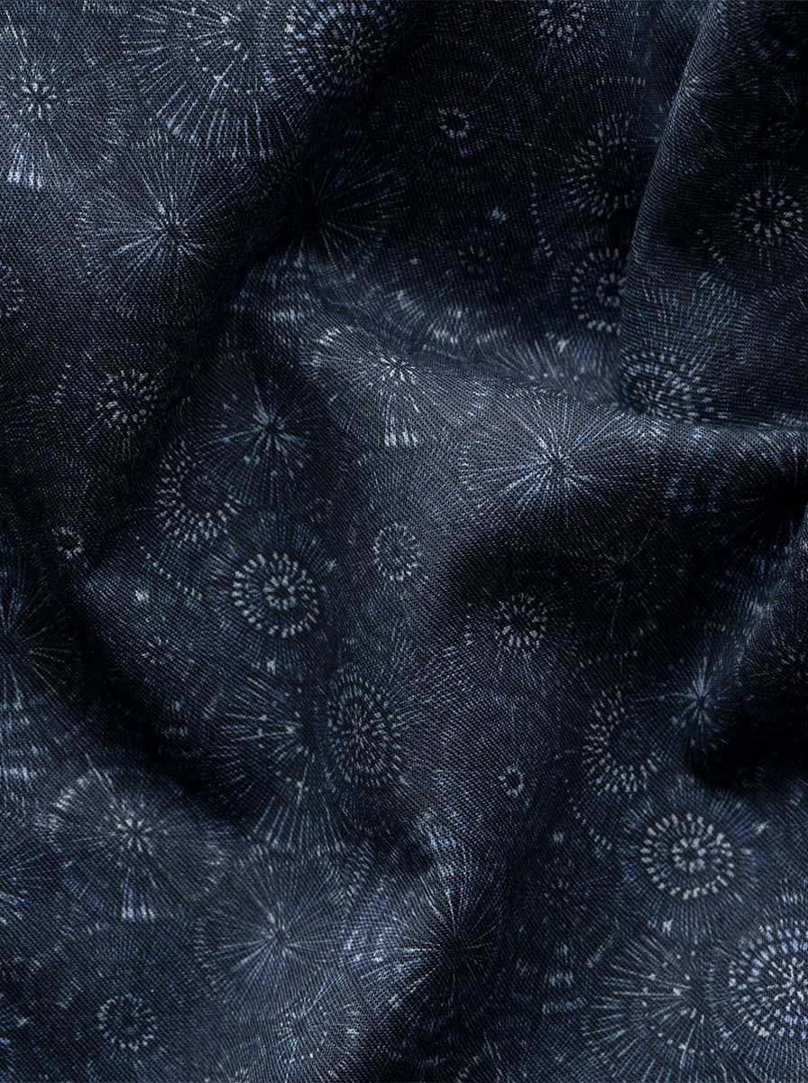 Eton Shirts Eton - Navy Motif Print Signture Dobby Shirt