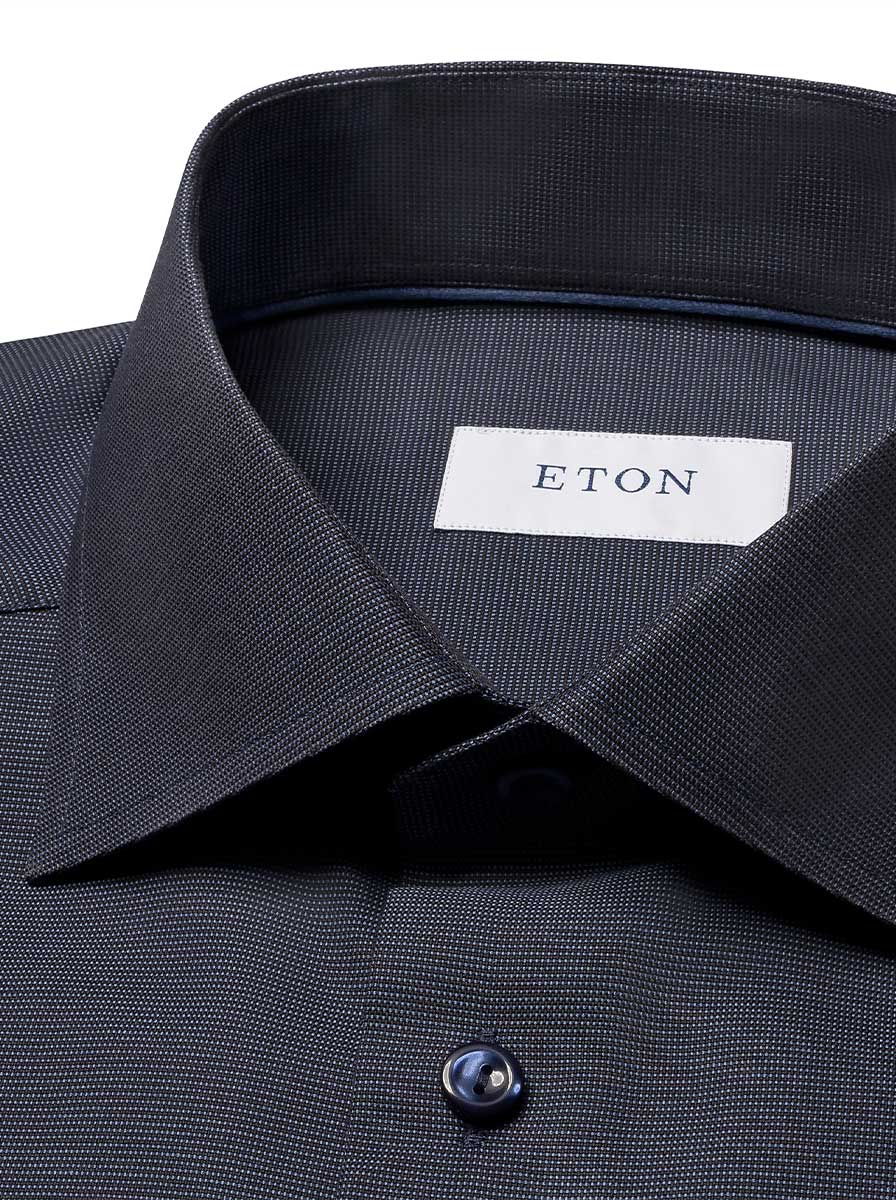 Eton Shirts Eton - Navy Semi Soid Signture Dobby Shirt