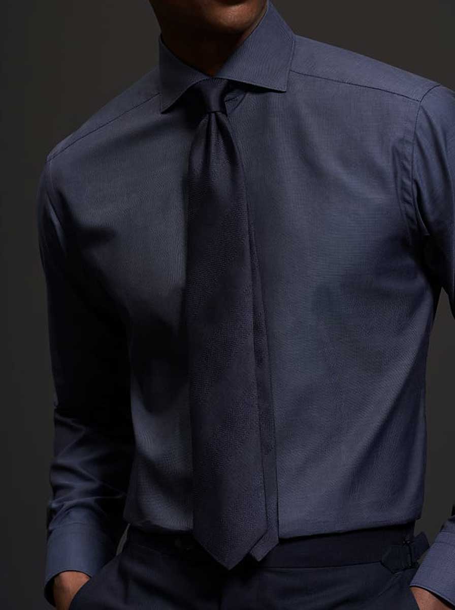 Eton Shirts Eton - Navy Semi Soid Signture Dobby Shirt