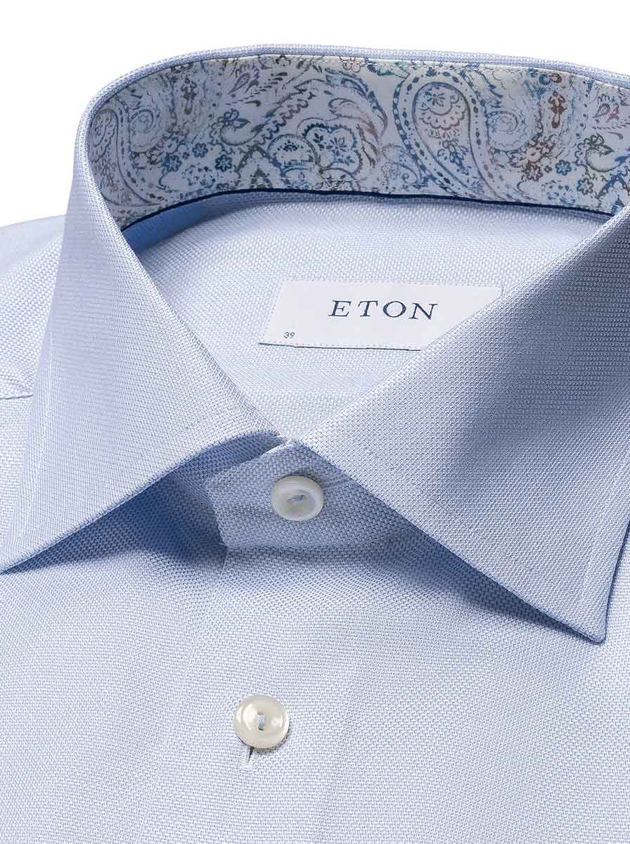 Eton Shirts Eton - Oxford Shirt w/ Paisleyl Print Trim