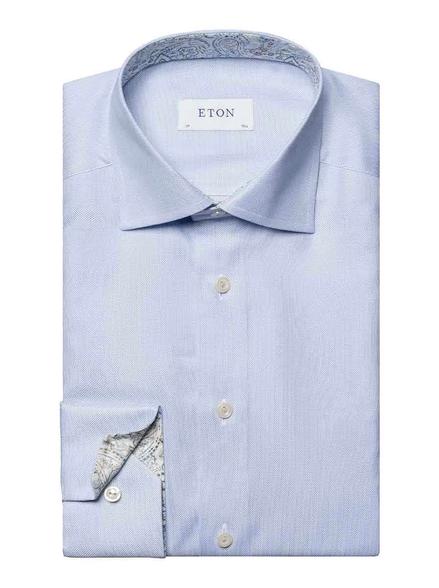 Eton Shirts Eton - Oxford Shirt w/ Paisleyl Print Trim