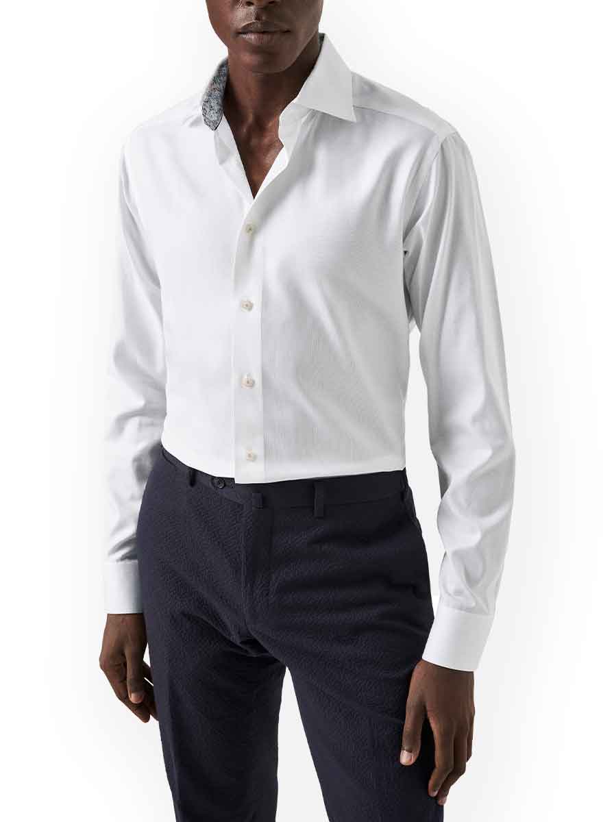 Eton Shirts Eton - Oxford Shirt w/ Paisleyl Print Trim