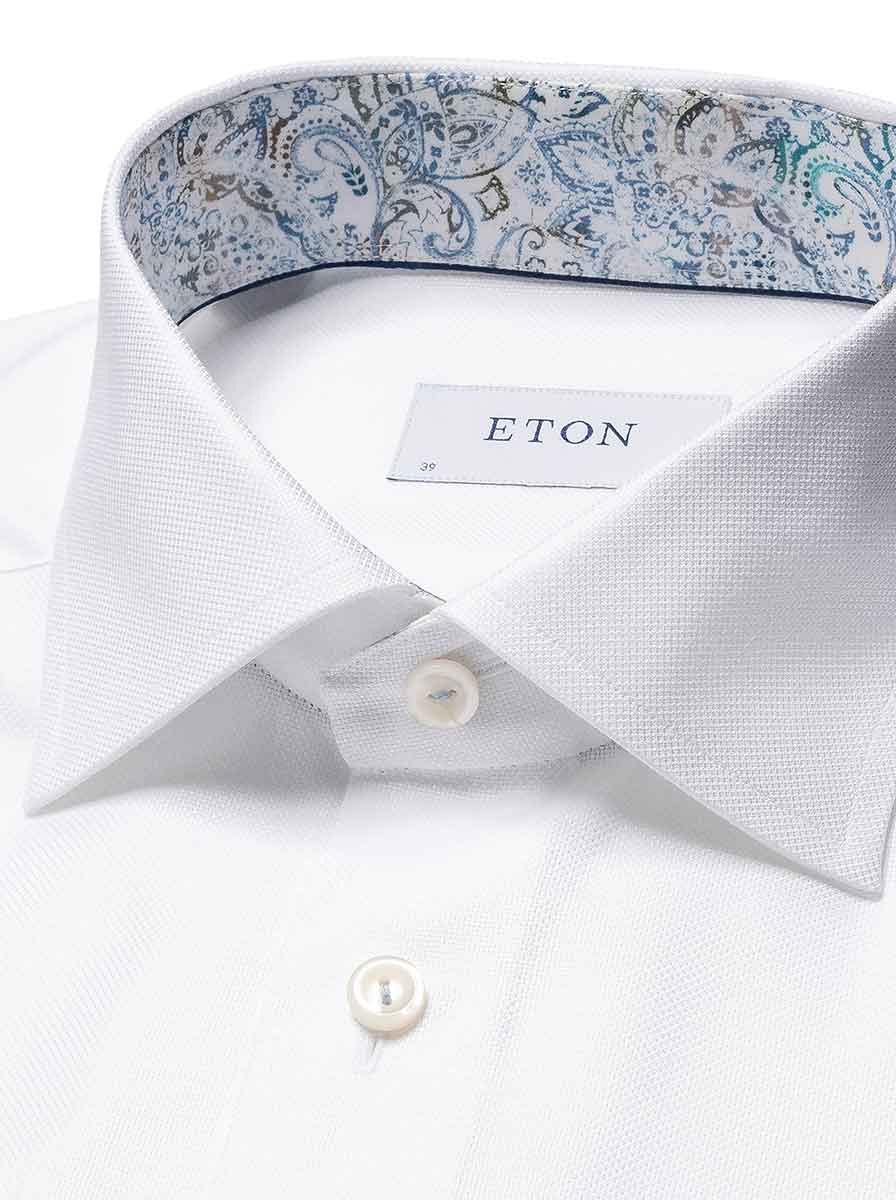 Eton Shirts Eton - Oxford Shirt w/ Paisleyl Print Trim