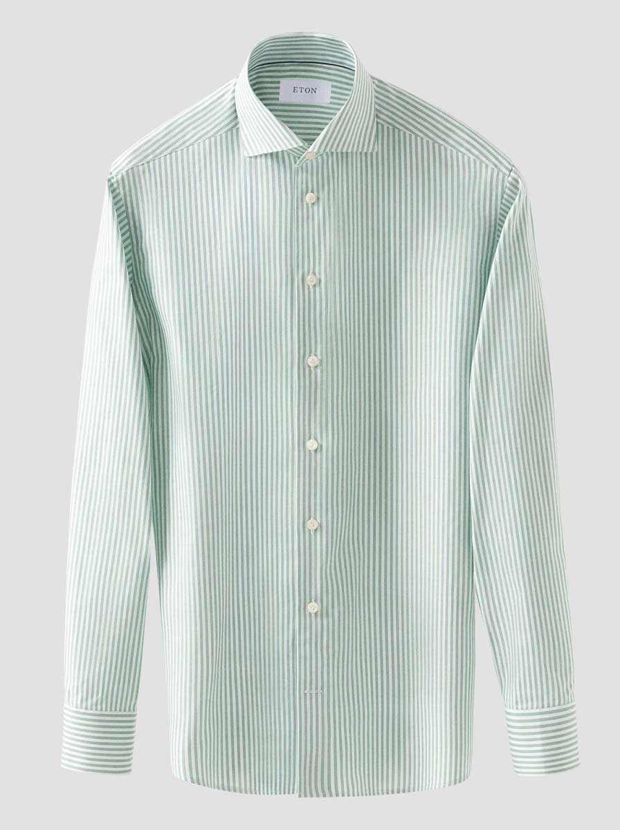 Eton Shirts Eton - Oxford Striped Green Shirt