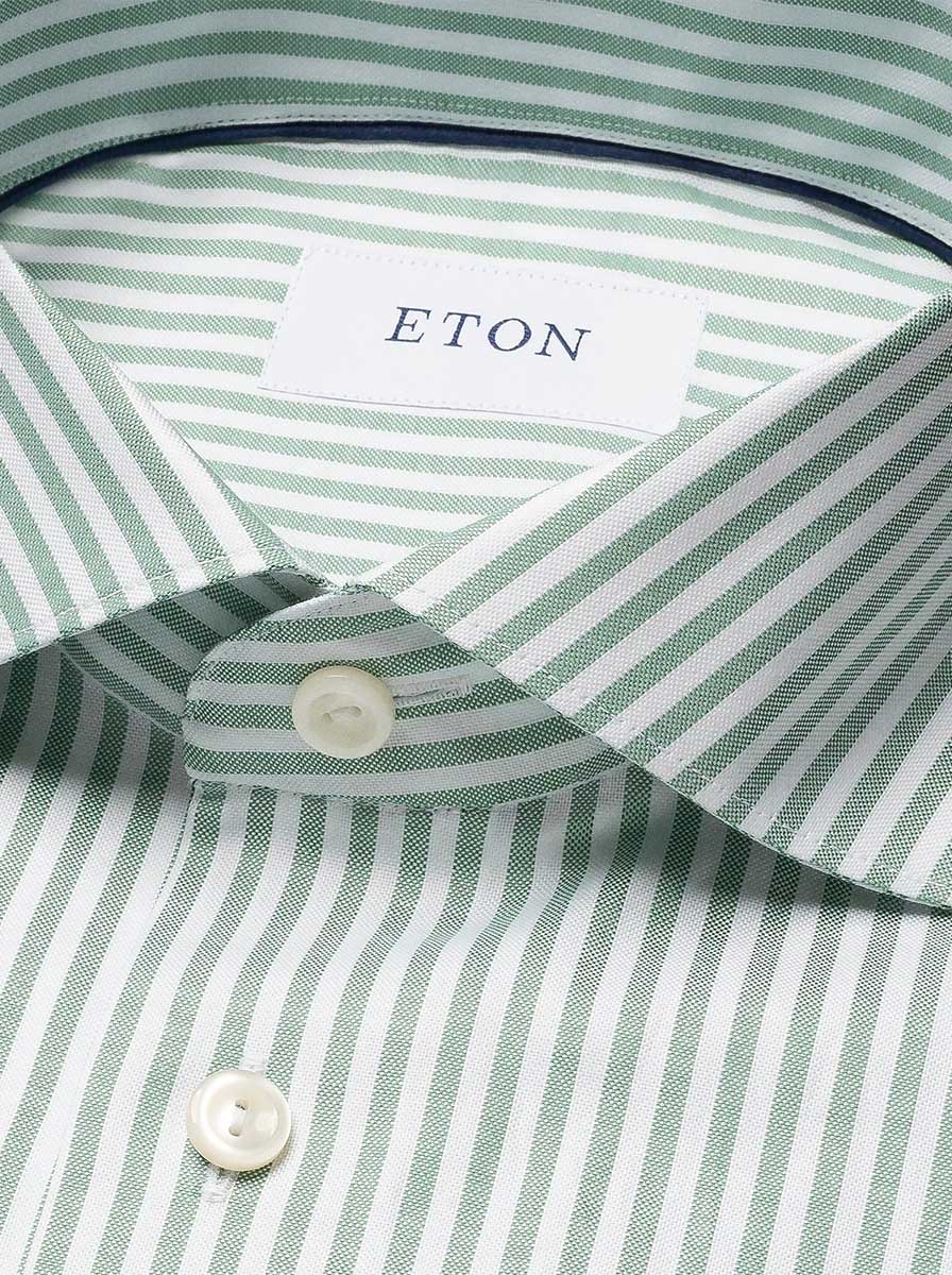 Eton Shirts Eton - Oxford Striped Green Shirt