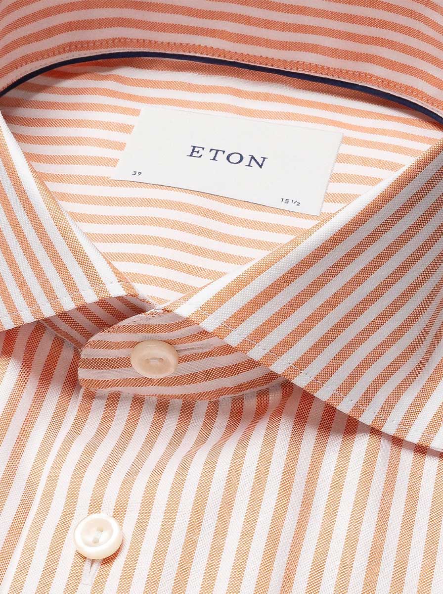 Eton Shirts Eton - Oxford Striped Orange Shirt