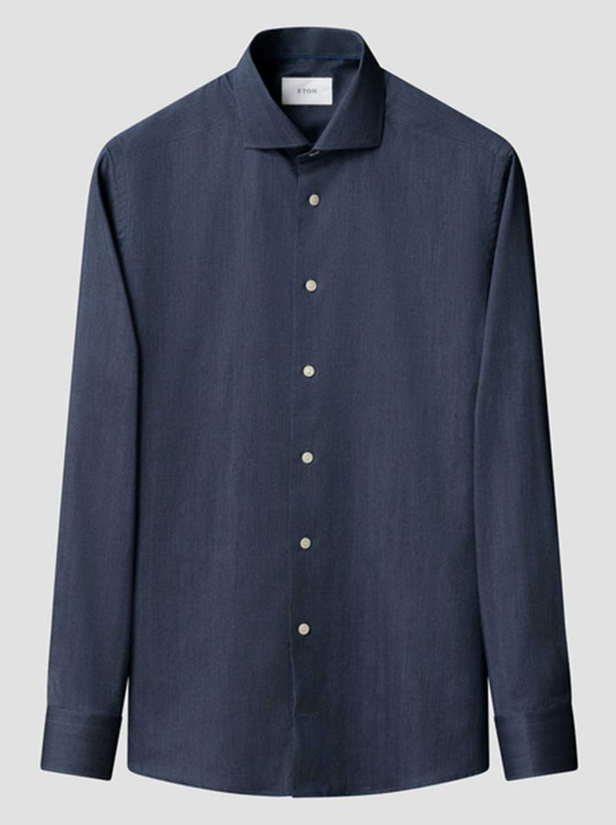 Eton Shirts Eton - Signature Flannel Dark Blue Shirt