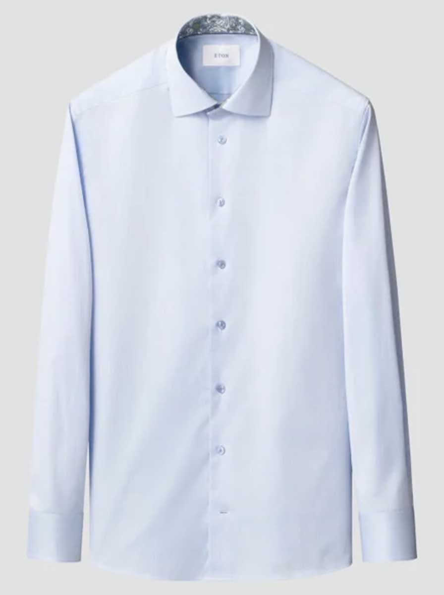 Eton Shirts Eton - Signature Twill Blue Shirt w/ Floral Details