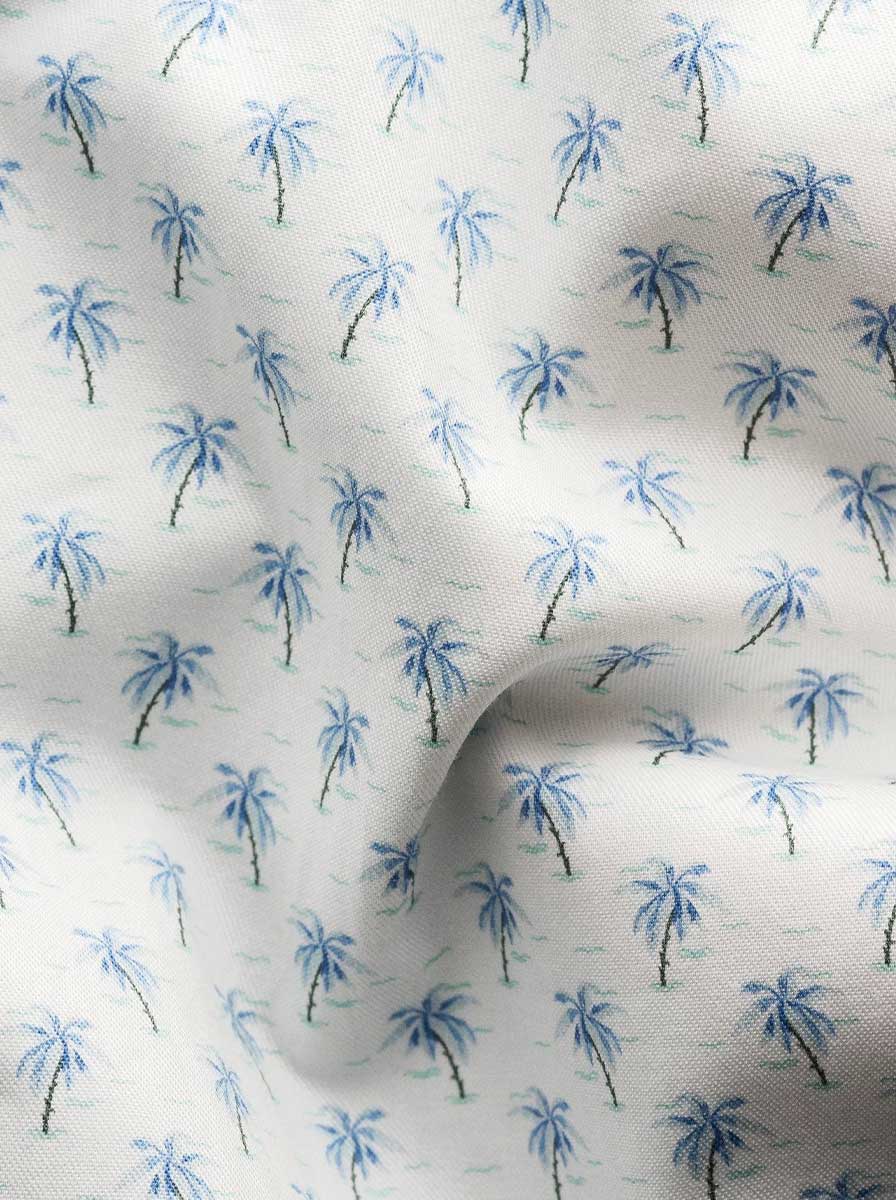 Eton Shirts Eton - Signature Twill Light Blue Palm Tree Print Shirt