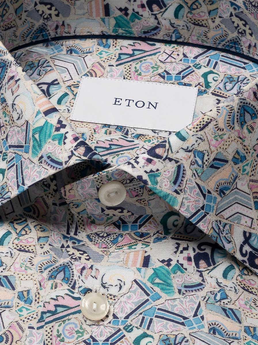 Eton Shirts Eton - Signature Twill Patchwork Multicoloured Shirt