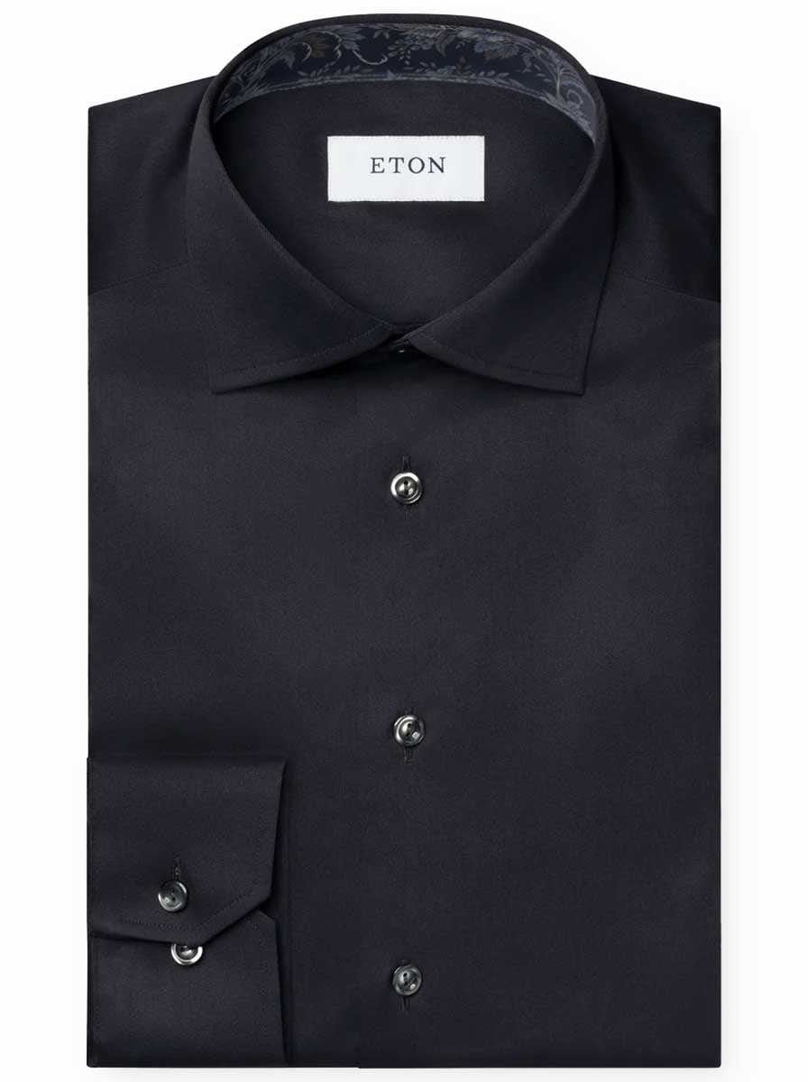 Eton Shirts Eton - Signature Twill Shirt w/ Floral Print Trim