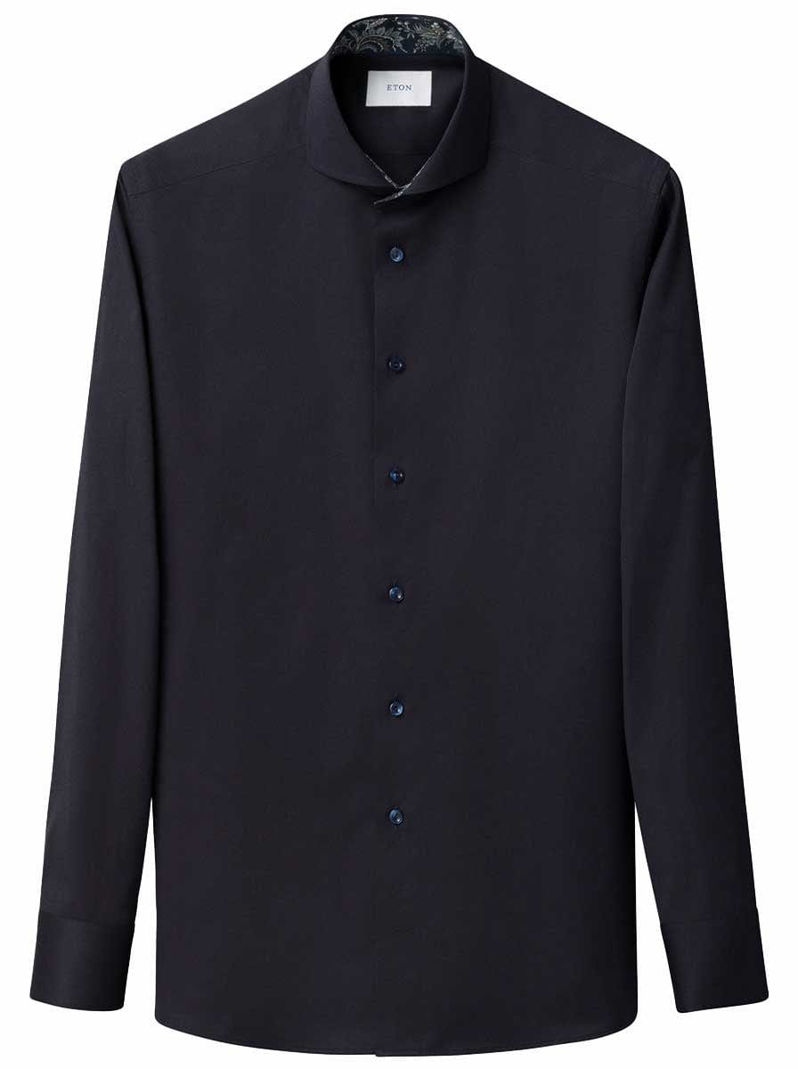 Eton Shirts Eton - Signature Twill Shirt w/ Floral Print Trim