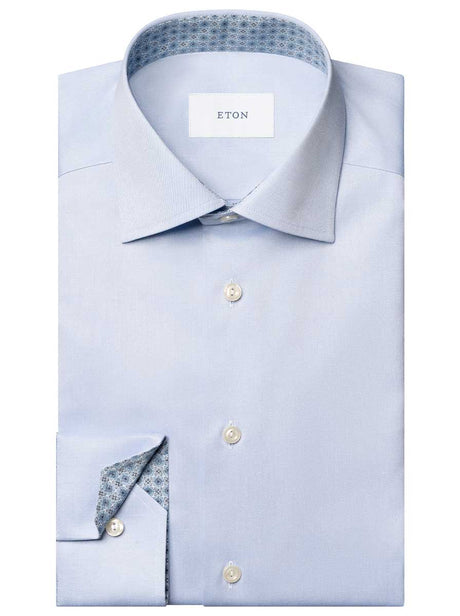 Eton Shirts Eton - Signature Twill Shirt w/ Geometric Print Trim