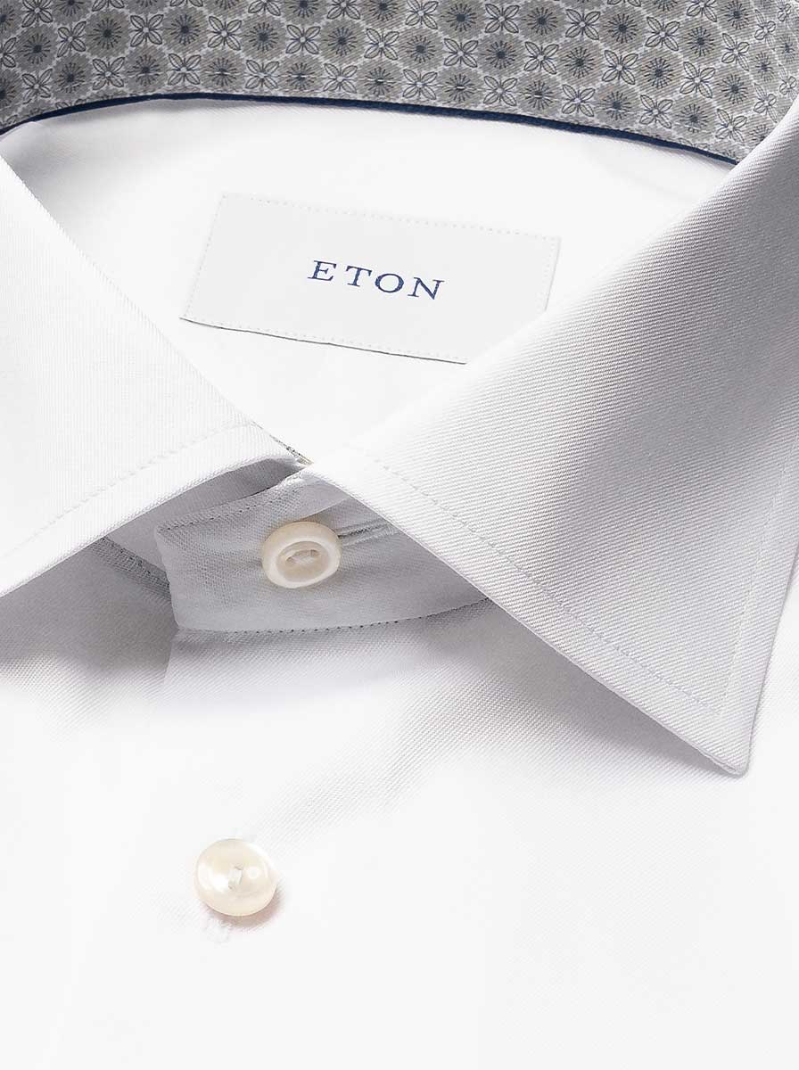 Eton Shirts Eton - Signature Twill Shirt w/ Geometric Print Trim