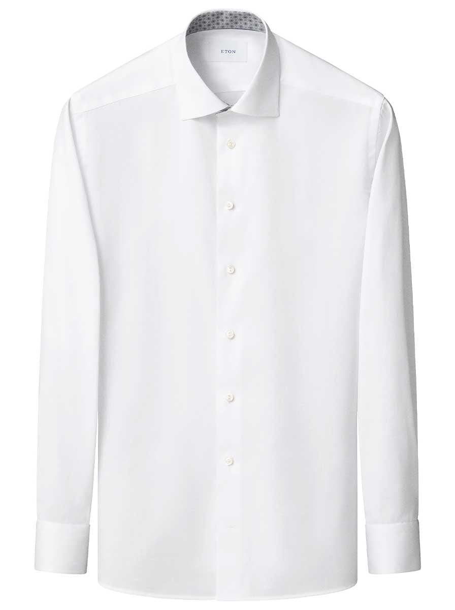 Eton Shirts Eton - Signature Twill Shirt w/ Geometric Print Trim