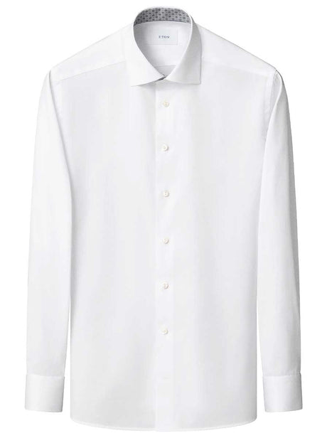 Eton Shirts Eton - Signature Twill Shirt w/ Geometric Print Trim