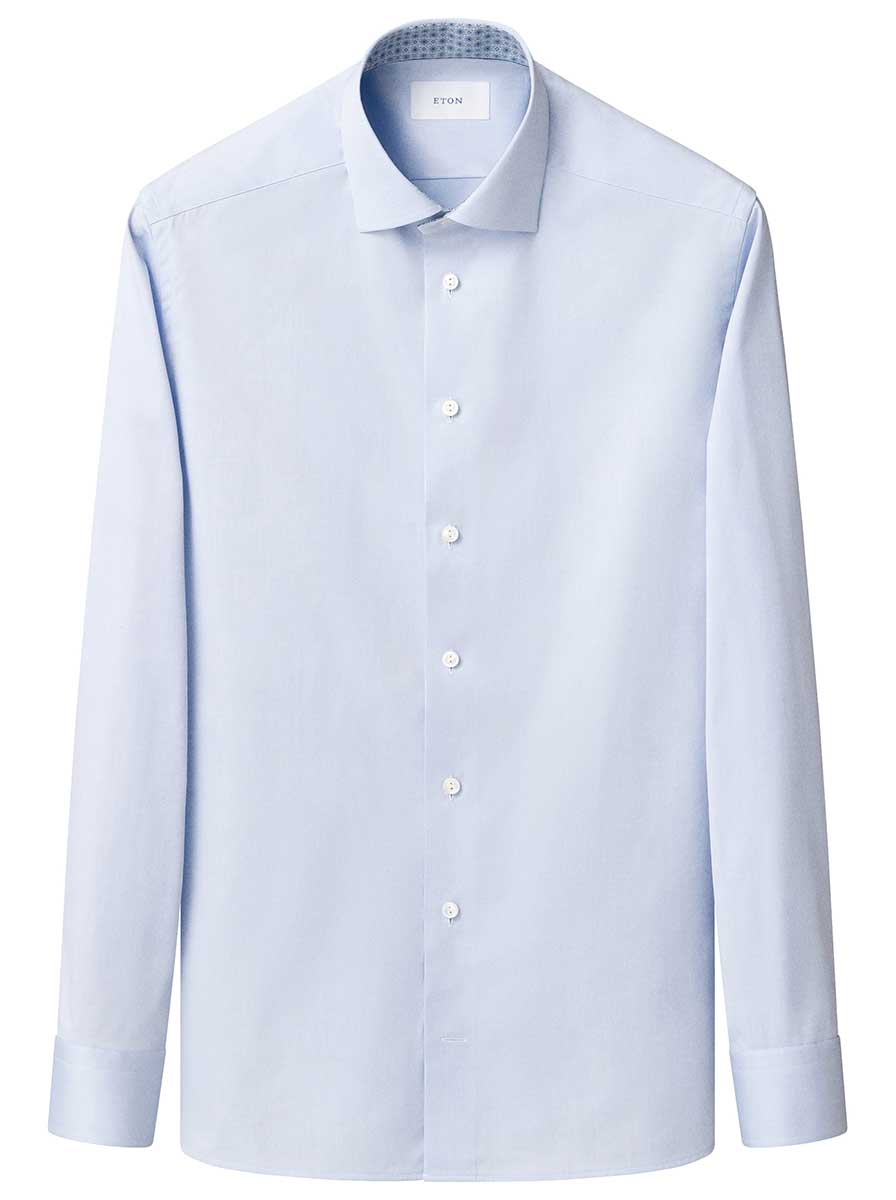 Eton Shirts Eton - Signature Twill Shirt w/ Geometric Print Trim