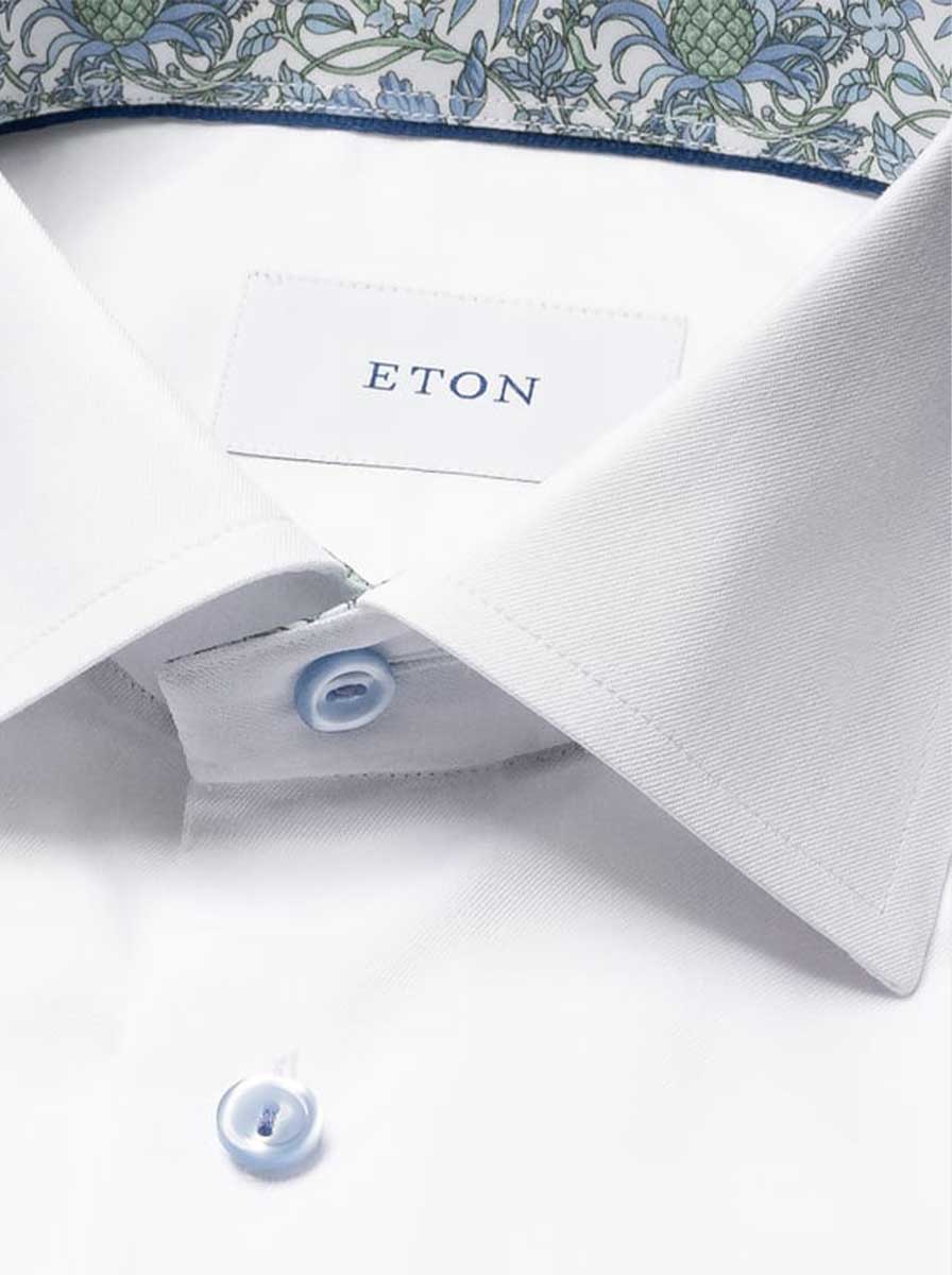 Eton Shirts Eton - Signature Twill White Shirt w/ Floral Details