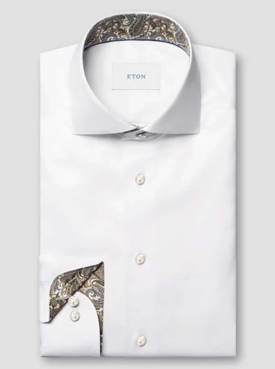 Eton Shirts Eton - Signature Twill White Shirt w/ Paisley Details