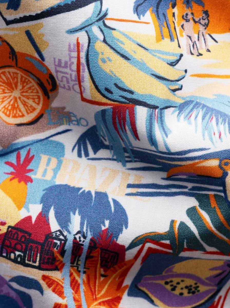 Eton Short Sleeve Shirts Eton - Holiday Print Lightweight Popin Short Sleeve Shirt