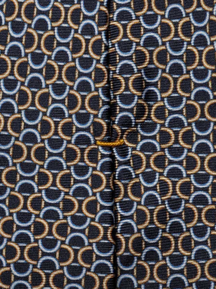 Eton Ties Eton - Geometric Link Printed Navy Silk Tie